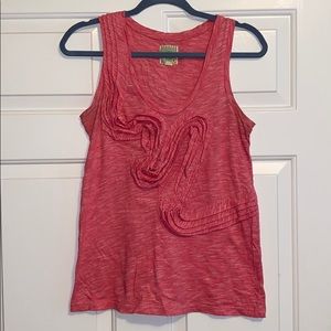 Pink Anthropologie tank with ruffle detail
